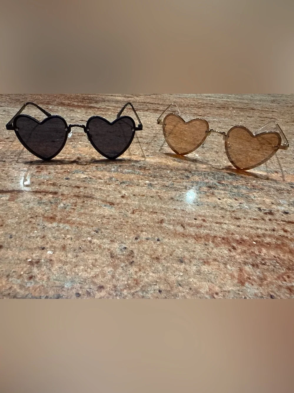 Free People Heart-Shaped Sunglasses in Black & Rose Gold Tints